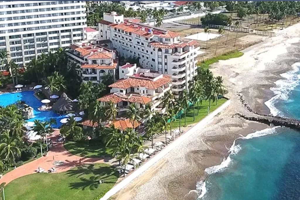 Aerial View of Resort by Beach