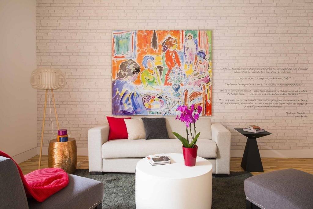 The living area may be furnished in a number of different ways, but it will be equipped with a double sofa bed.