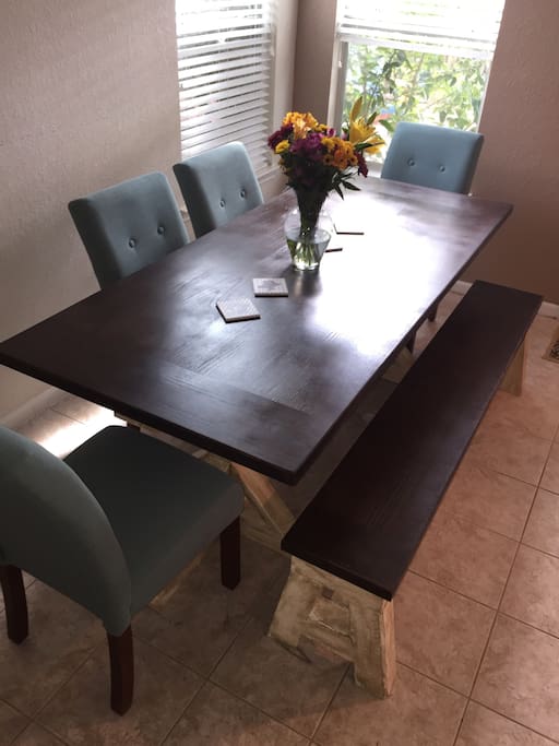 Large custom dining table, seats 8