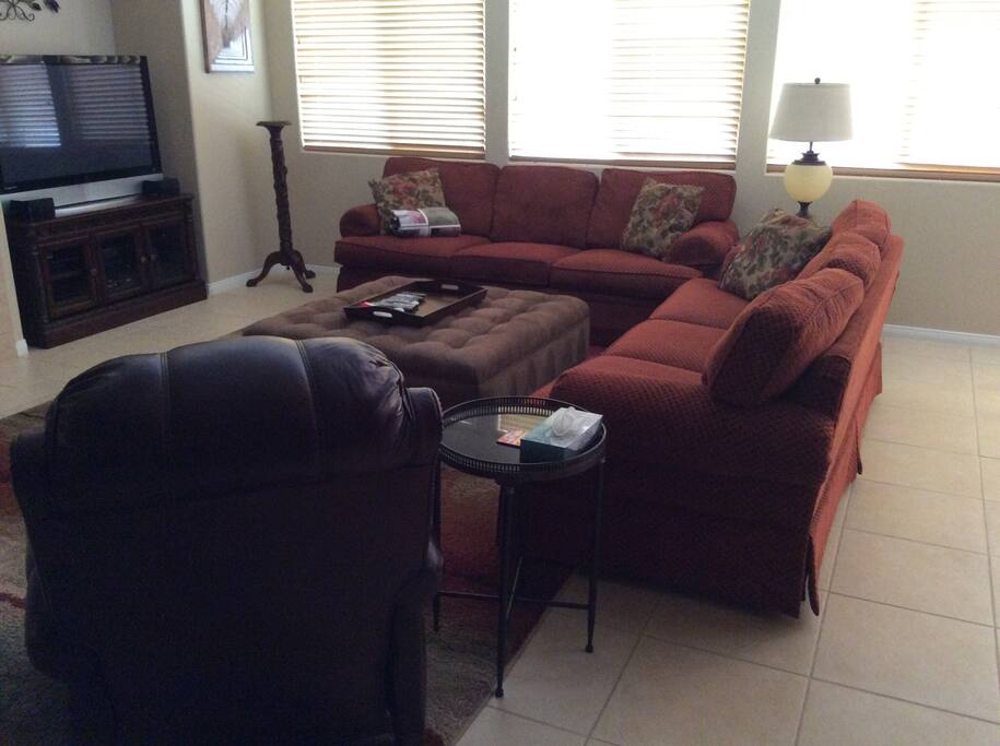 Living room with oversized ottoman