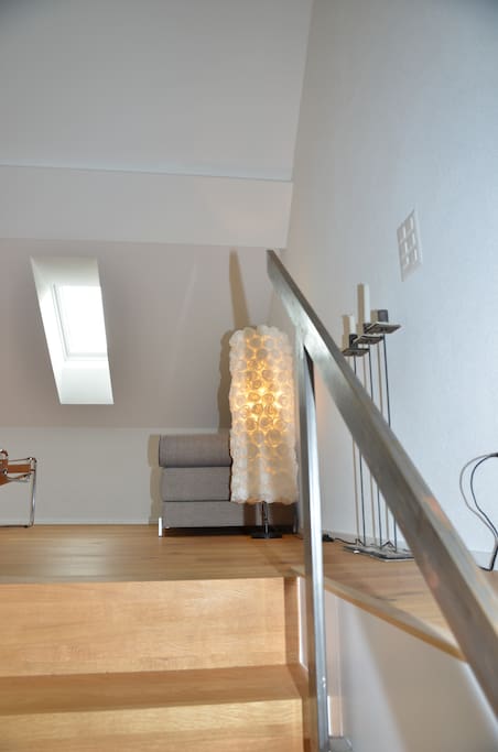 Stairs to the living-room/kitchen