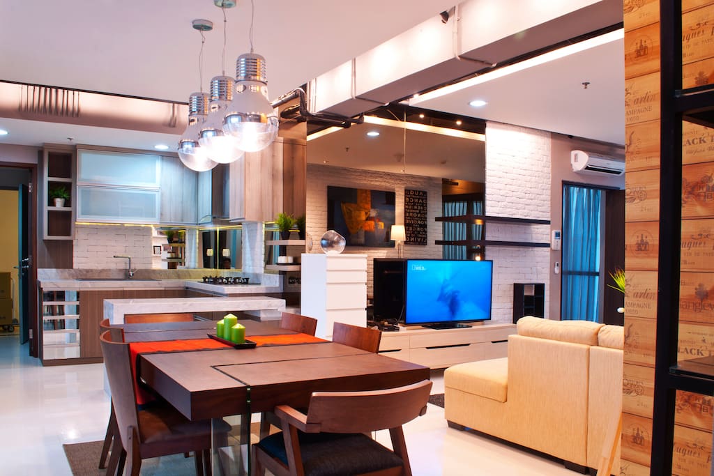 Modern industrial dining area