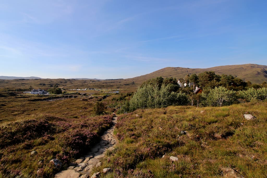 The bunkhouse is tucked away in the trees surrounded by beautiful scenery