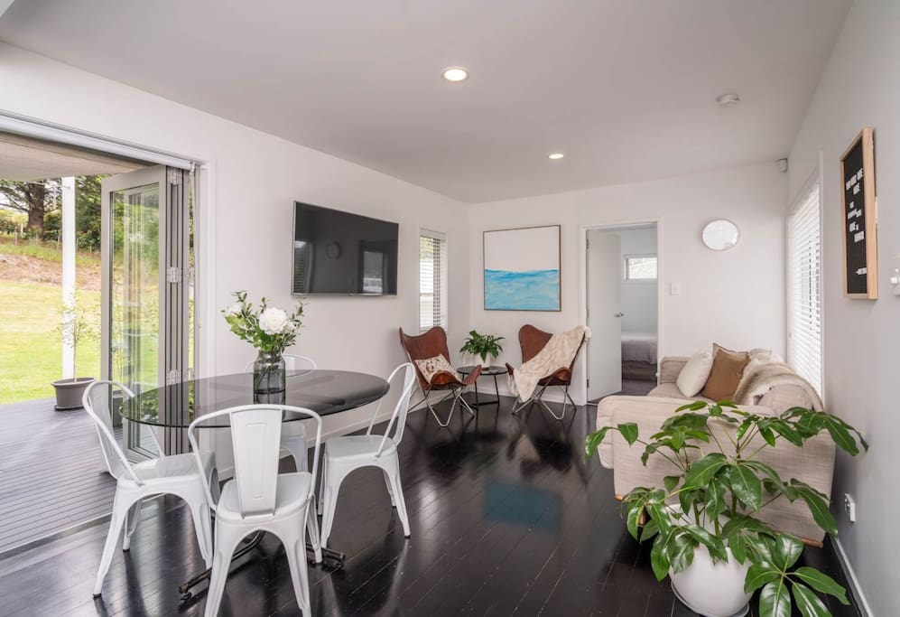 Comfortable furniture and a Smart TV for you to catch up on your favourite shows