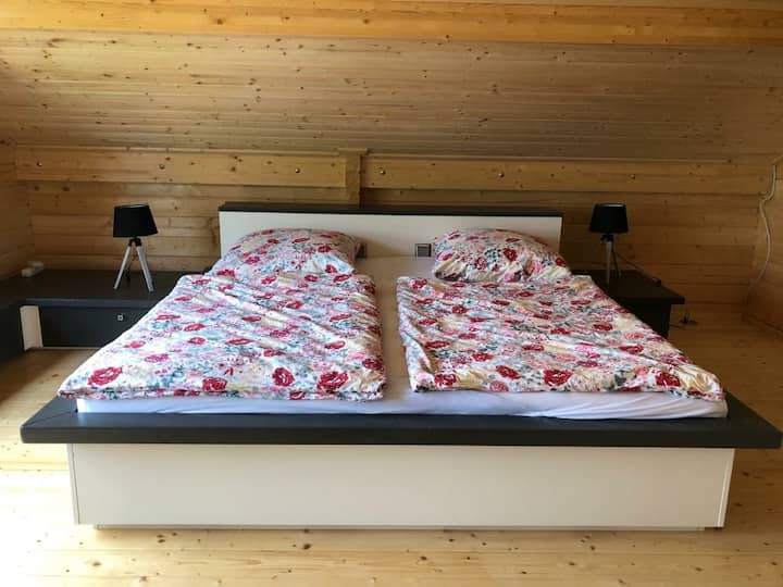 Bedroom in the attic with lake view