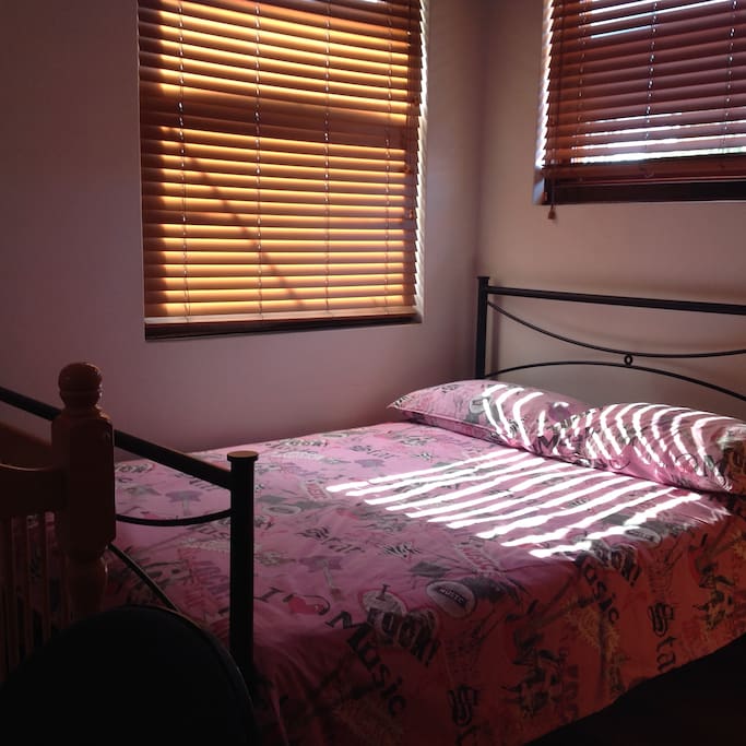 Bedroom is adjacent to main bathroom upstairs.
There is lock in the door with security latch on the inside. I'm