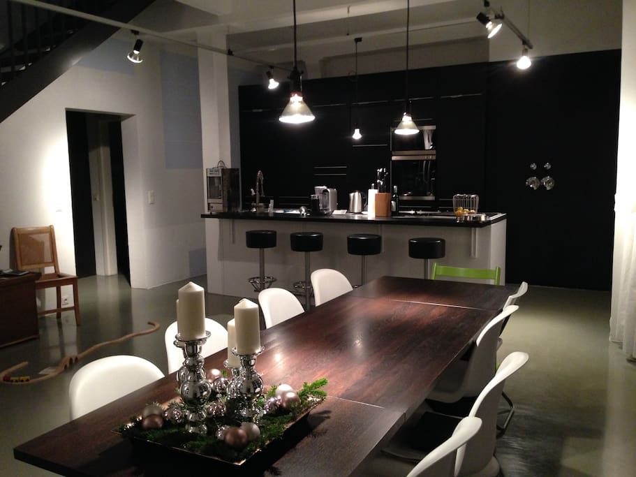 Our open and very spacious kitchen and dining area