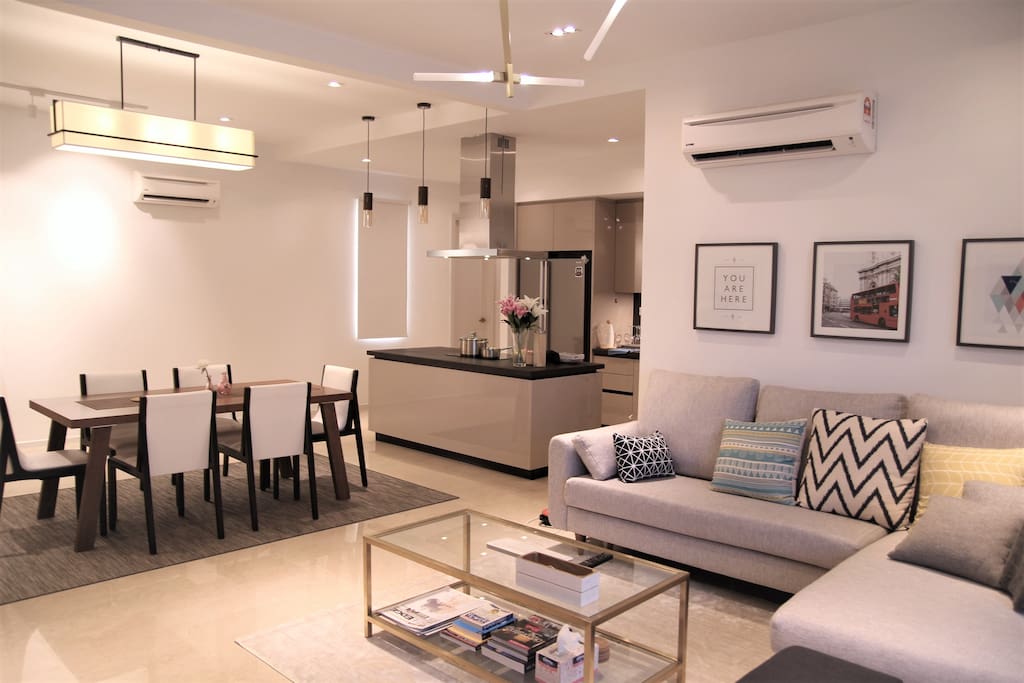 Living room and dining area.
