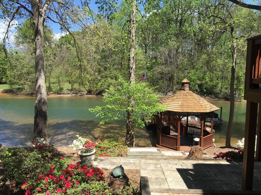 View of backyard Gazebo and Cove