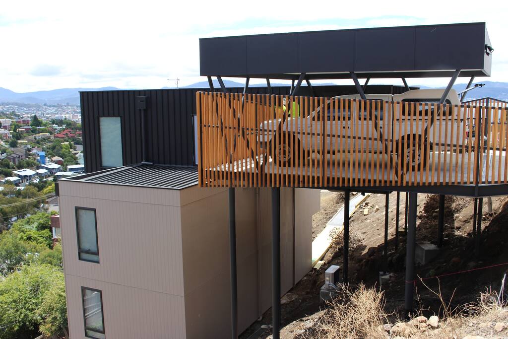 From the carport side of the building