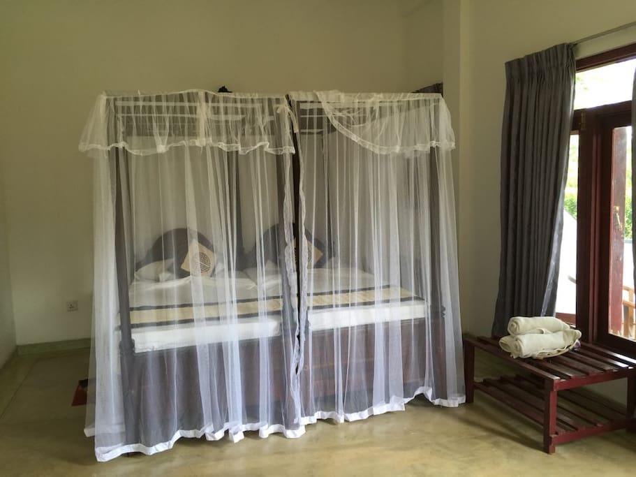 The Beds with Mosquito nets