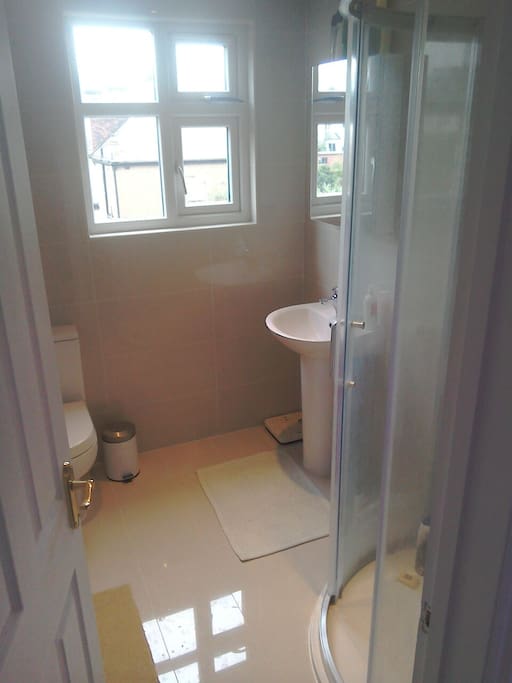 A private shower room next door.