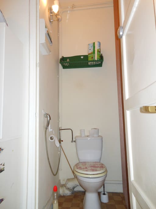 toilettes avec mini-douche et rangements
