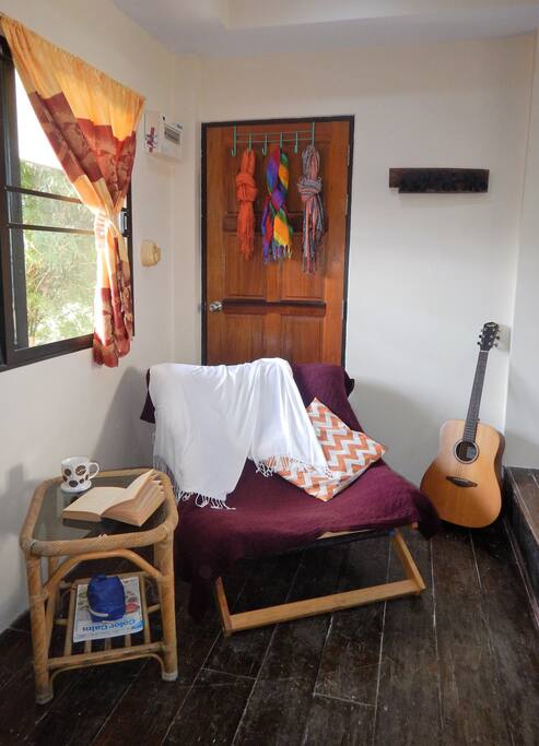 A relaxing corner to read a book.