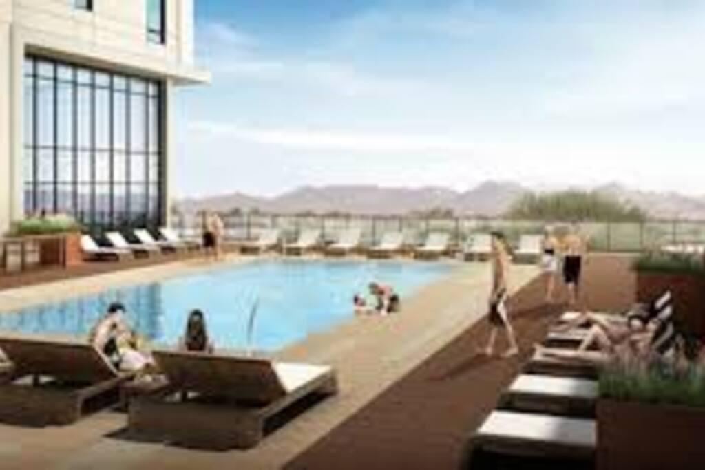 Breathtaking views of mountains from pool