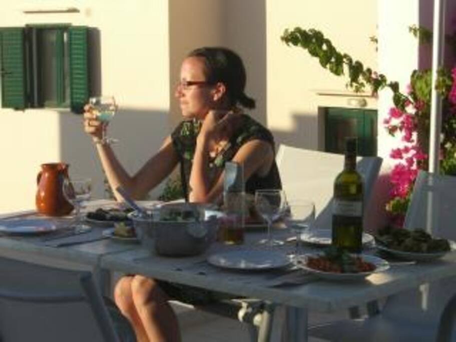 Early evening dining on the patio.