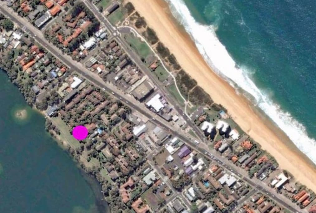 Walking distance to the beach and next door to the lagoon