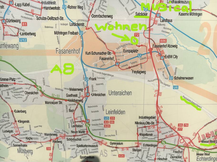 Plan with public Transport
Lageplan; öffententl. Verkehrsmittel zur Messe auch ersichtlich