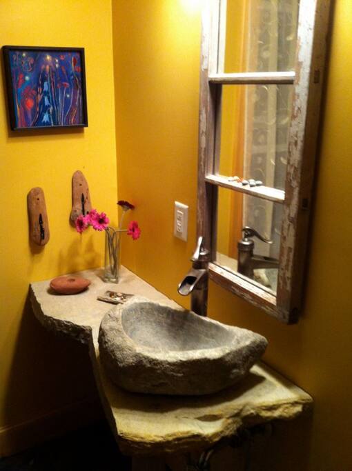 bathroom sink made of local granite