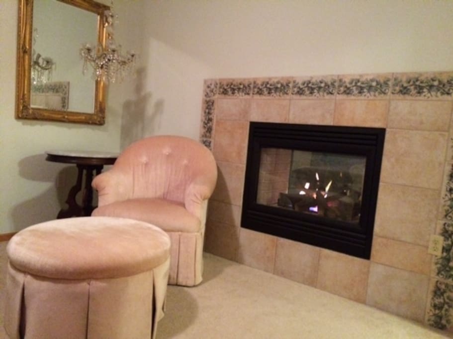 Fireplace (gas) in bedroom.