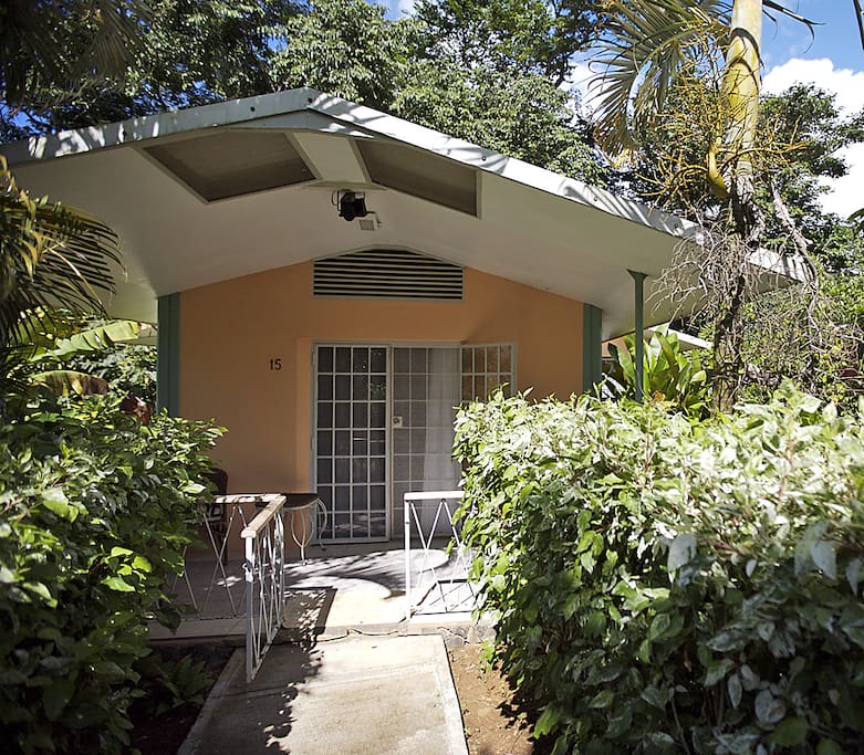 Private entrance to the 2 bedroom cottage and furnished patio.