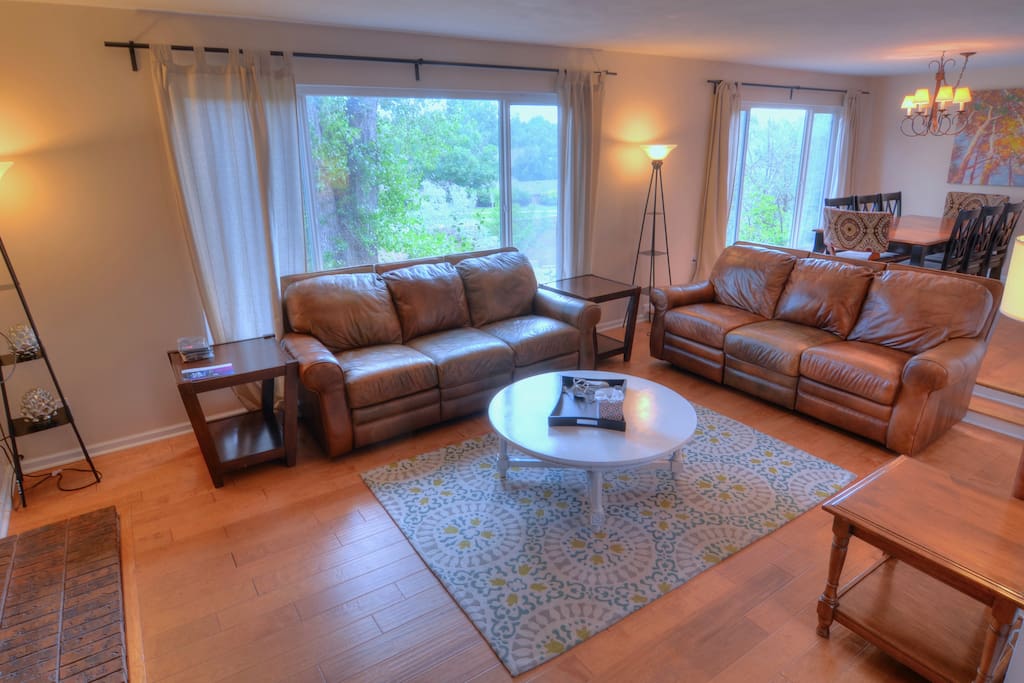 Relax in this spacious home on our super comfortable leather reclining sofas