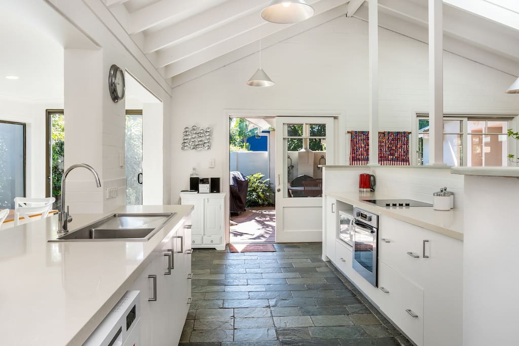 Recently modernised kitchen opening onto front courtyard