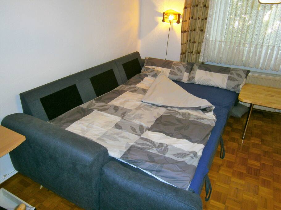 Zimmer 2, Schlafcouch: 1,65m x 2m
Room 2, sleeping bed: 1.65m x 2 m