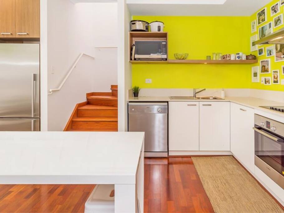 Bright kitchen with modern appliances