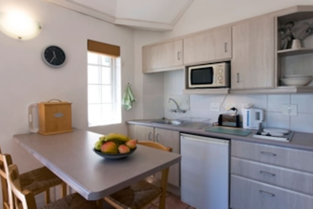 Fully equipped kitchen with modern applicances.