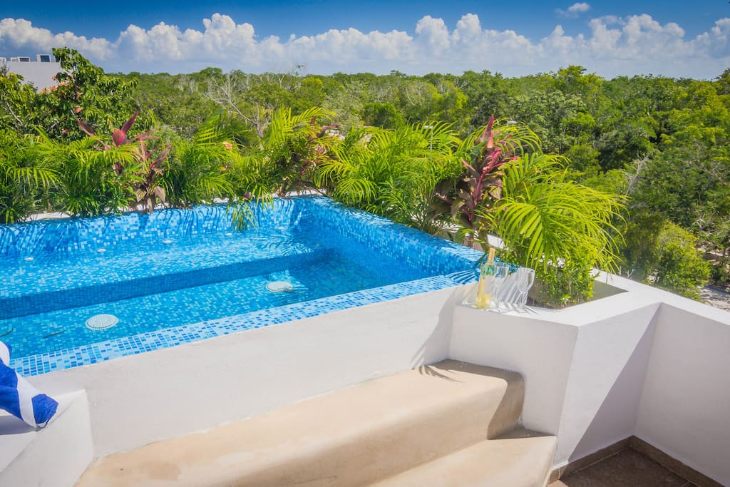 Cool off in the sparkling water of your rooftop plunge pool after a day at the beach