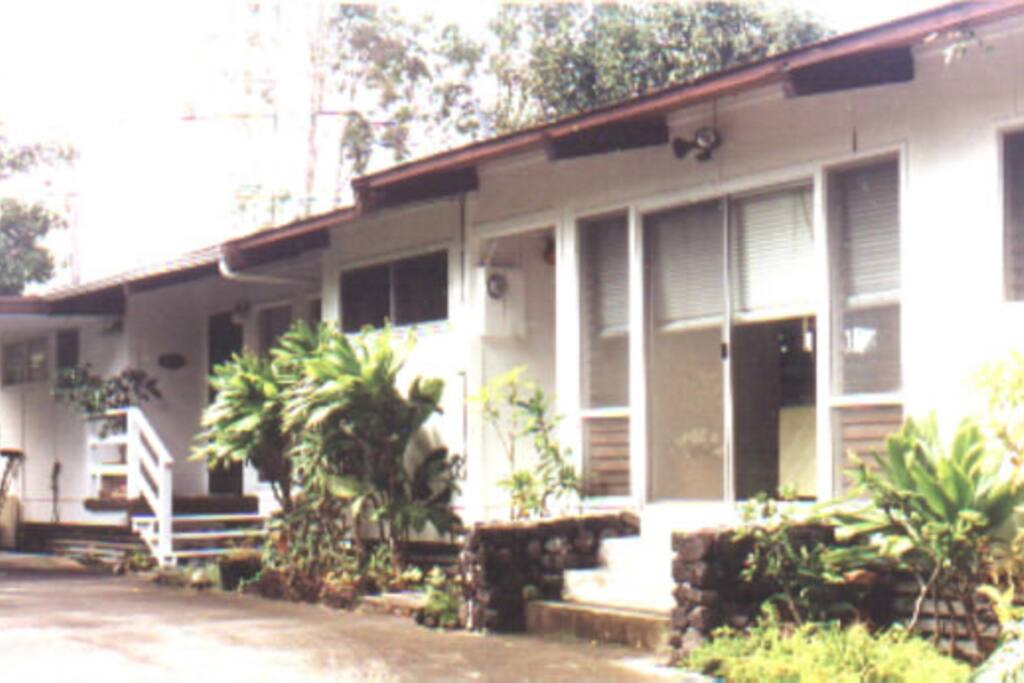 Hale Honu is a single family home, but has two entrances. Our covered carport is just to the left of the entrance with four steps up.