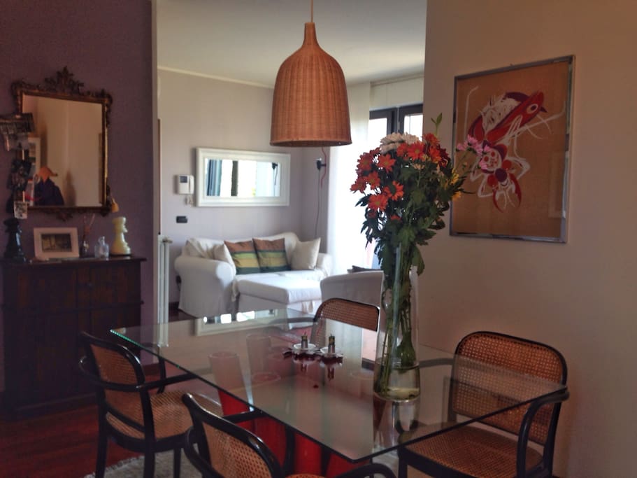 Dining room and living open space