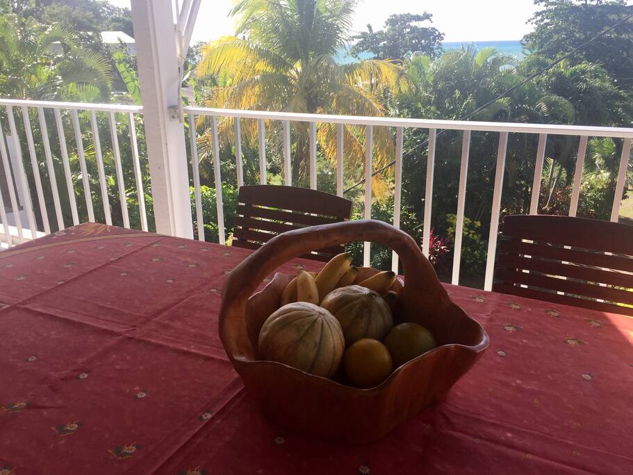 Grand terrasse fermée avec vue sur la mer