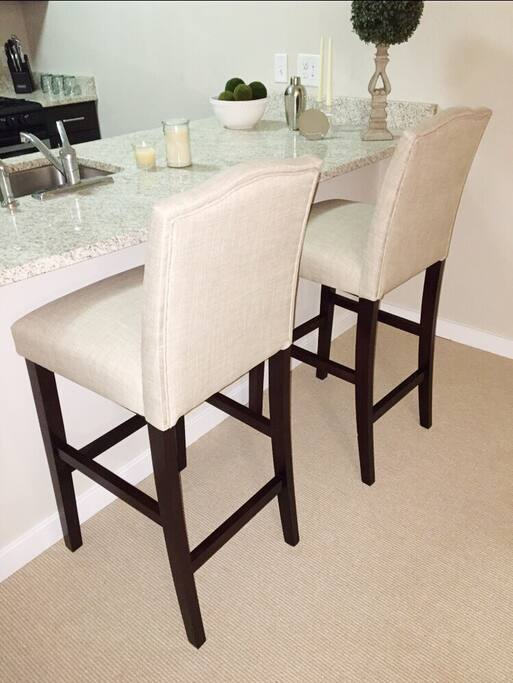 Soft cushioned barstools for quick drinks or a meal