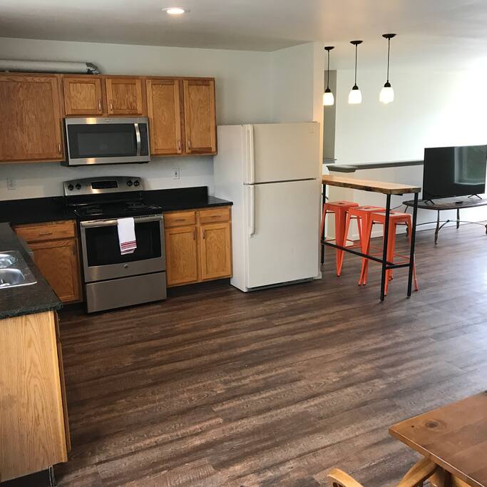Open kitchen with breakfast bar