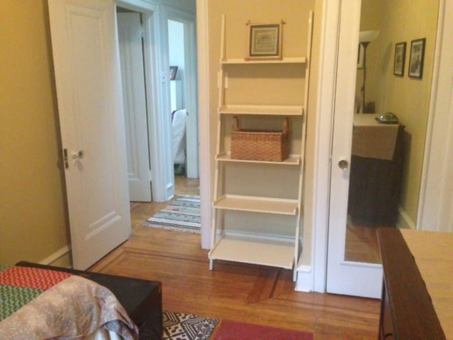 Private room with comfy twin bed, dresser and closet