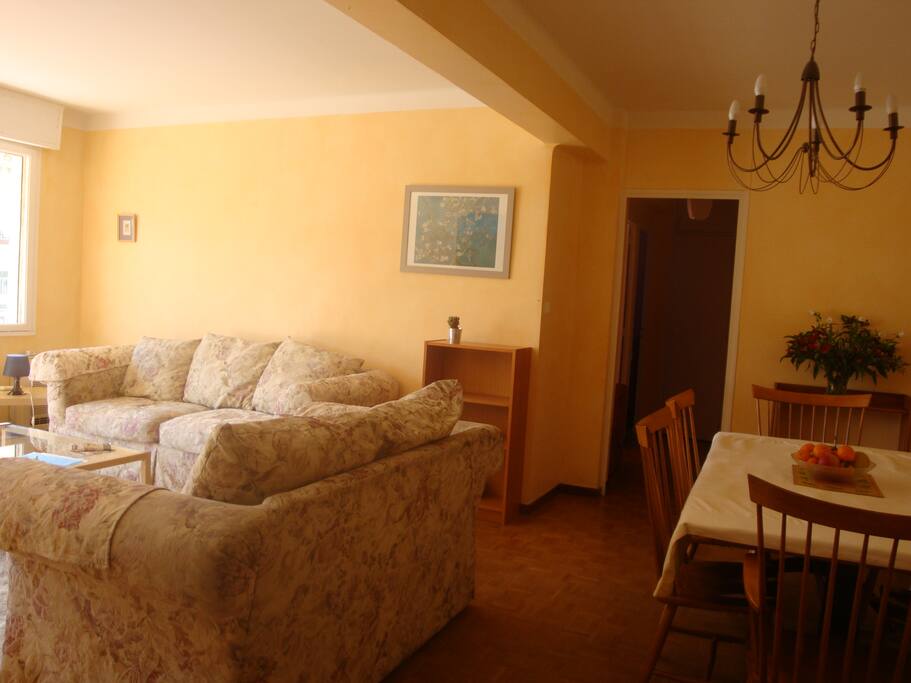 Spacious south-facing living/dining room.