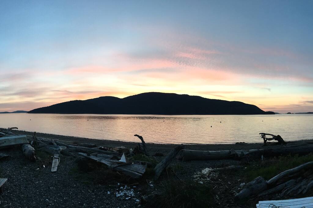 Sunsets over Cypress Island across Bellingham Channel.