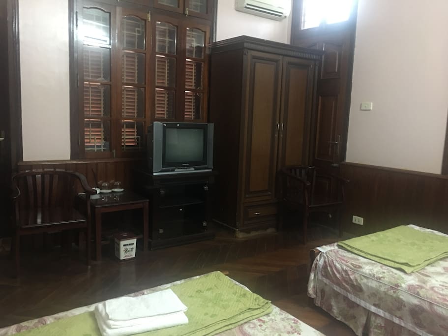 Twin Room: 2 Chair, Cabinet, TV, Table