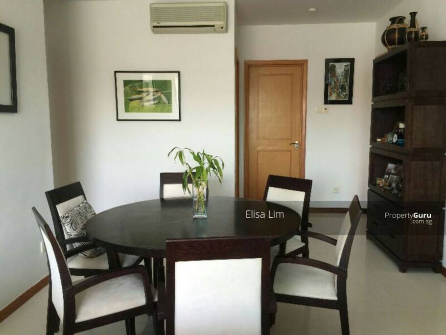 Indoor dining with fully kitted kitchen