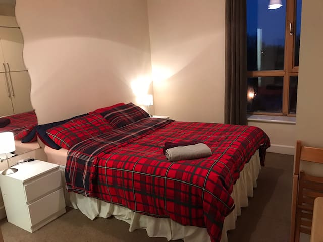 Double bed with private bathroom