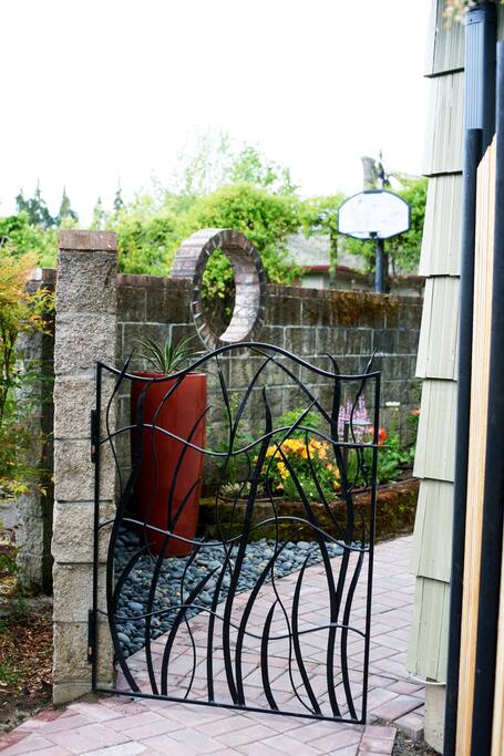 Entry through garden gate