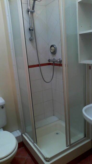 Bathroom with instant hot water shower