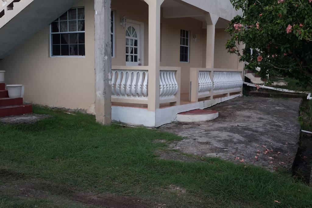 Front door and balcony