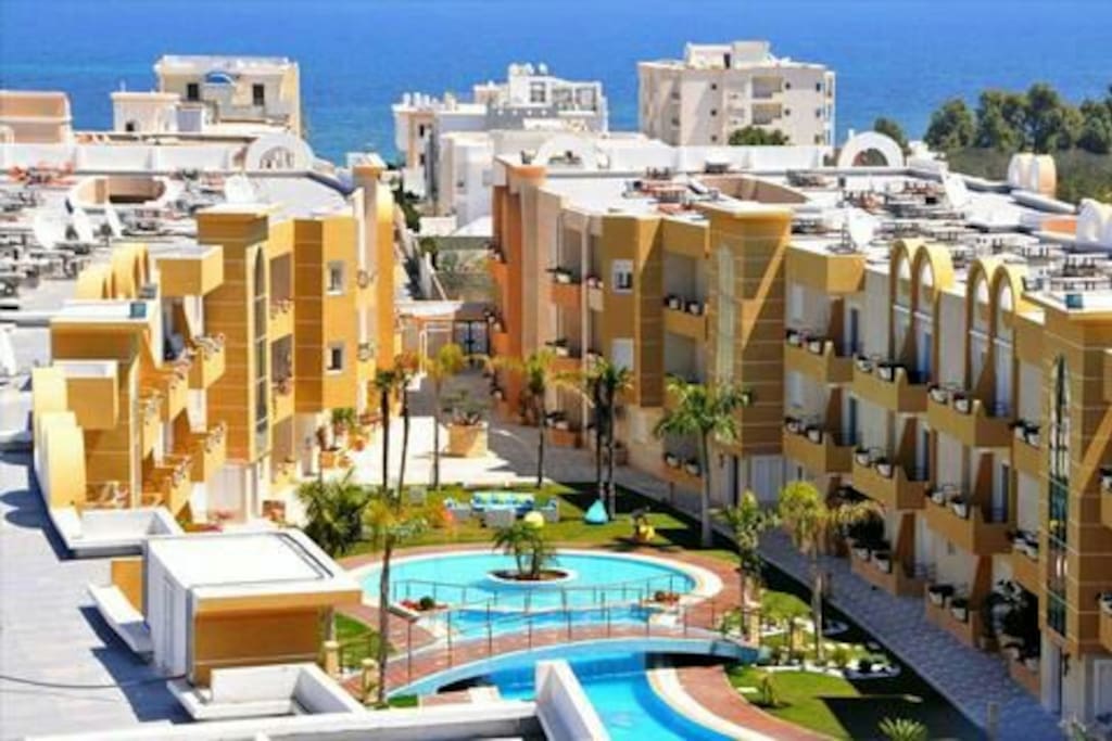 The apartments and the Mediterranean Sea in the rear about 200 mtrs away towards the beach