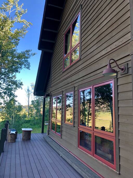 A portion of the wrap around deck