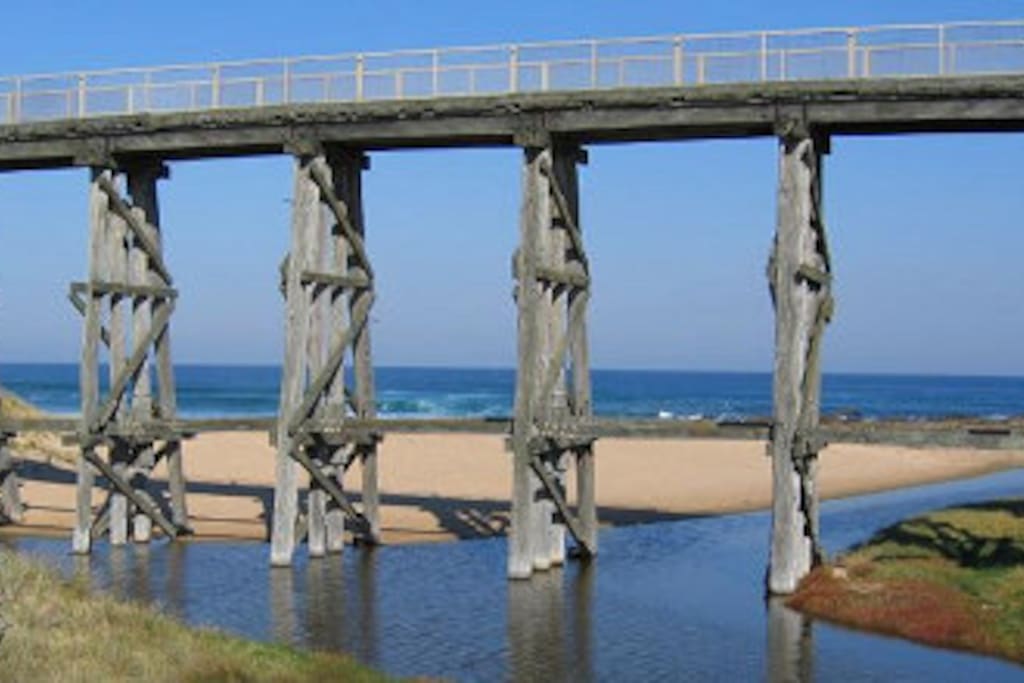 The Viaduct Kilcunda Beach a 5 minute walk from Earth n Sea Kilcunda featuring the beautiful historic railway bridge which is now a lovely walking track which epic views alone the pristine coastline and a world class surf break