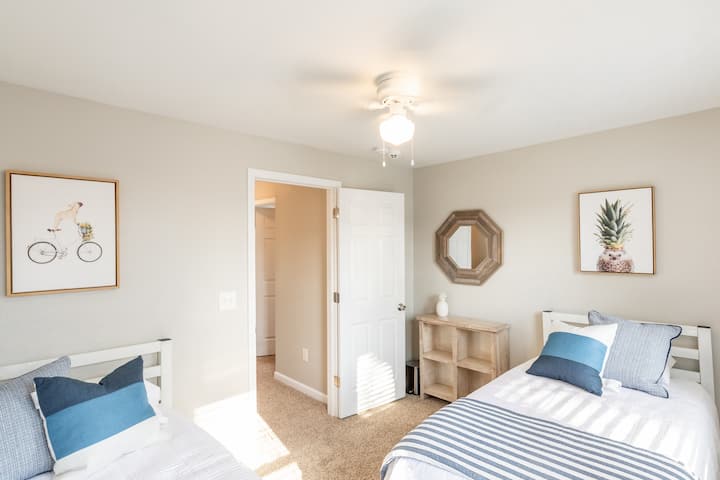 Bedroom three: (second floor) two twin beds with a full bathroom steps away.