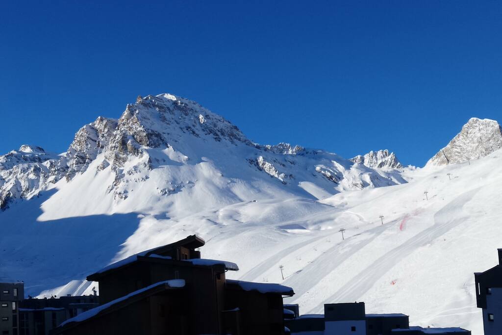 Vue depuis la terrasse, le matin en hiver